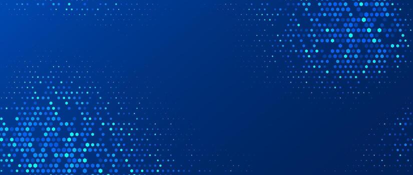 Glow blue hexagon texture. Abstract hexagonal grid gradient background. Navy honeycomb pattern backdrop. Universal business, science, healthcare, medicine, technology, presentation wallpaper vector