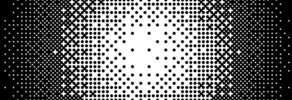 Bitmap radial gradient texture. Black and white dither circle pattern background. Fading pixelated glitch pattern. 8 bit game screen wallpaper. Vanishing round pixel art retro backdrop. vector
