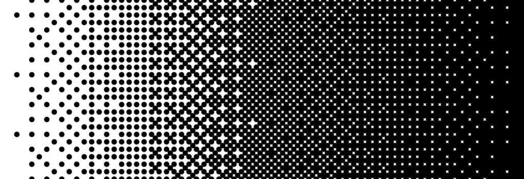 Fading bitmap gradient texture. Black and white dither pattern background. Abstract pixelated glitchy pattern. 8 bit game screen wallpaper. Vanishing pixel art retro backdrop. vector