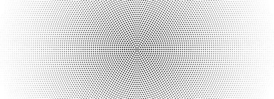 Halftone concentric dotted background. Square dots comic gradient texture. Radial fading gradation wallpaper. Black white rough grit overlay. Grunge gritty circular pop art cartoon backdrop vector