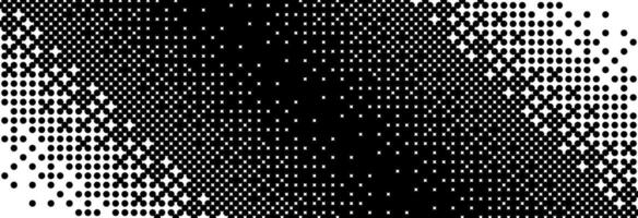 Diagonal bitmap gradient texture. Black and white slanted dithering background. Abstract pixel glitchy pattern. 8 bit game screen wallpaper. Fading pixel backdrop. Retro oblique halftone vector