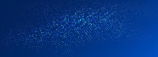 Glowing blue dotted wallpaper. Abstract curved round dot grid texture. Circle halftone pattern background. Ai backdrop concept for technology, business, news, healthcare, medicine design vector