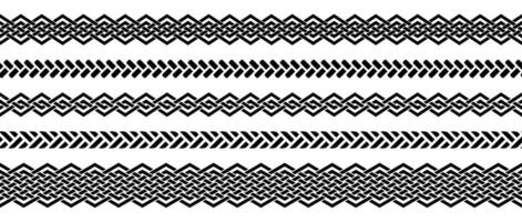 Seamless retro knot border set. Black repeating celtic divider or separator collection. Braid rope ornament motif pattern for banner, poster, frame. weaved design elements bundle. vector