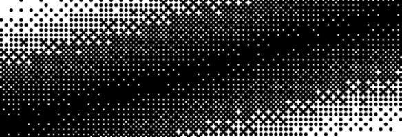 Diagonal bitmap gradient texture. Black and white slanted dithering background. Abstract pixel oblique glitchy pattern. 8 bit retro game screen wallpaper. Fading pixel halftone backdrop. vector