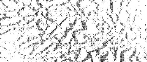 Pixelated grained wrinkled texture bitmap. Dither grunge crumpled background. Abstract dotted distressed overlay. Creasy halftone wallpaper. Retro comic pixel art backdrop. Rough effect vector