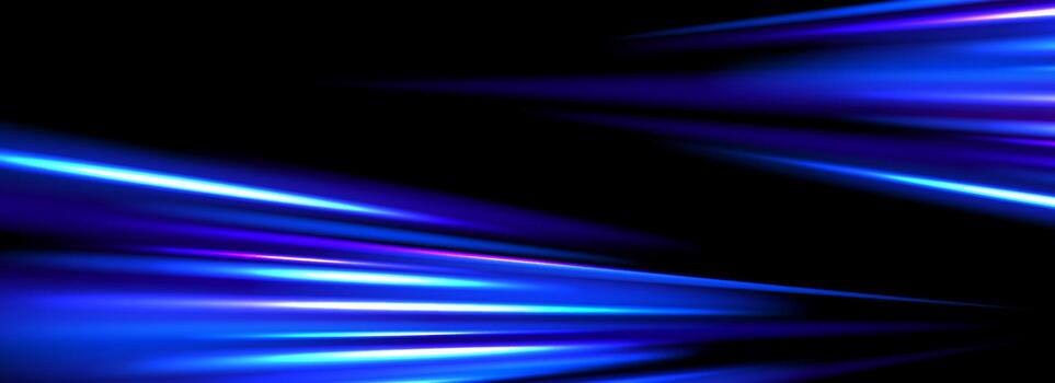 Neon glowing dynamic stripe background. Bright blue speed light effect. Magic trail flare line texture. Luminous laser beams or rays wallpaper design. Futuristic neon speedy streak backdrop. vector