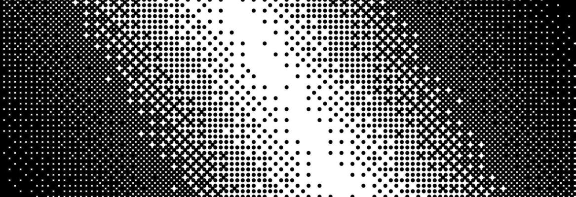 Diagonal bitmap gradient texture. Black and white slanted dithered background. Abstract pixel glitchy tilt pattern. 8 bit game screen wallpaper. Fading pixel backdrop. Retro halftone