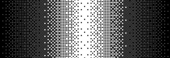 Fading bitmap gradient texture. Black and white dither pattern background. Abstract pixelated glitchy pattern. 8 bit game screen wallpaper. Vanishing halftone backdrop. Retro pixel art vector