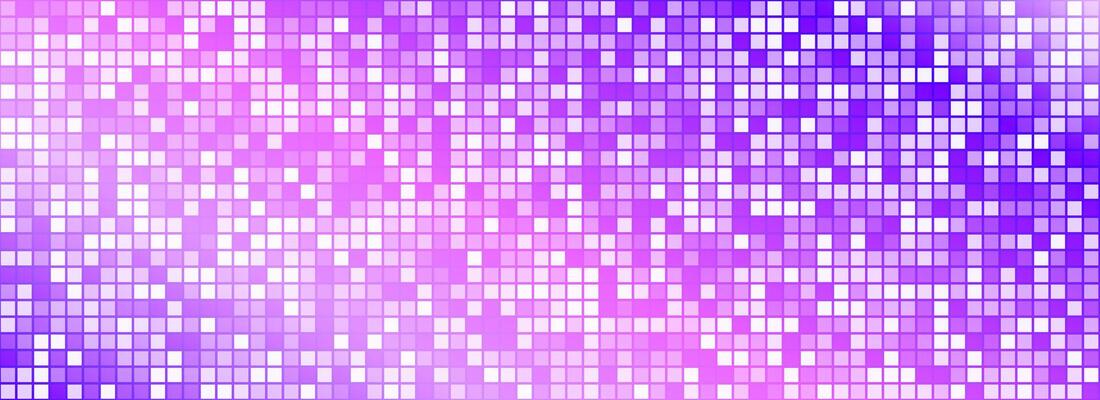 Purple disco party pattern background. Iridescent sequin mosaic texture. Abstract shining halftone wallpaper. Pop up comic sparkling glitter backdrop. Retro design template