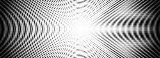 Halftone radial dotted background. Square dots comic gradient texture. Concentric fading gradation wallpaper. Black white rough grit overlay. Grunge gritty circular pop art cartoon backdrop vector