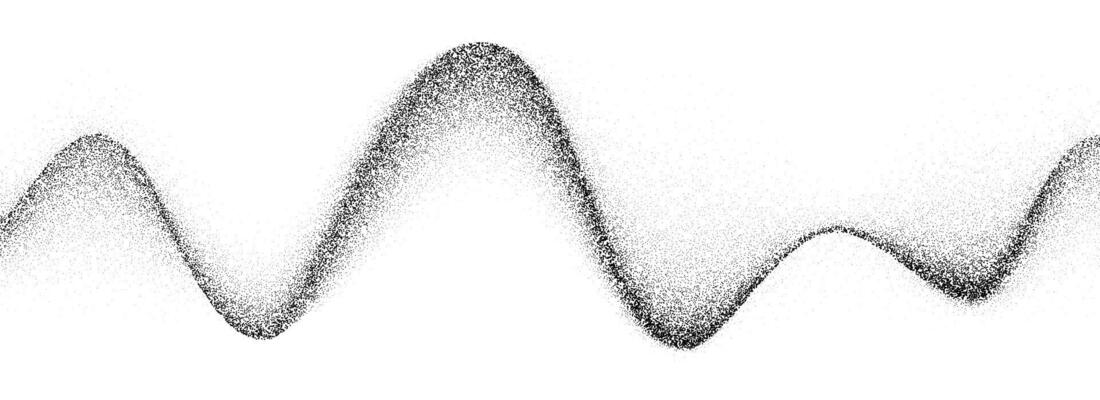 Grainy wave gradient texture. Black stippled flowing line background. Grunge noise dot work wallpaper for banner, poster, brochure. Undulate sandy backdrop with speckles, particles, granules
