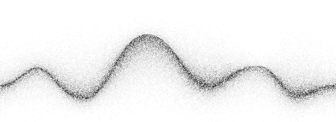 Wavy grain gradient texture. Black stippled flowing line background. Grunge noise dotwork wallpaper for banner, poster. Undulate sand backdrop with speckles, particles, granules.