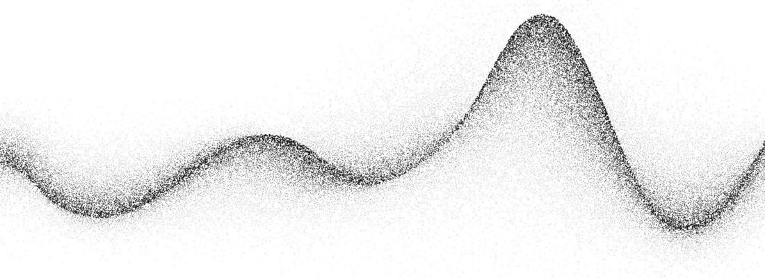 Stippled wave grain gradient texture. Black flowing line background. Grunge noise dotwork wallpaper for banner, poster, brochure. Undulate sandy backdrop with speckles, particles, granules
