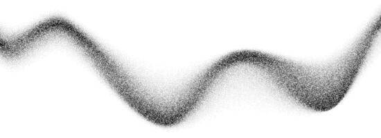 Grainy gradient wave texture. Black stippled flow line background. Dotted undulate sand backdrop with speckles, particles, granules. Grunge noise dot work wallpaper for banner, poster, overlay vector