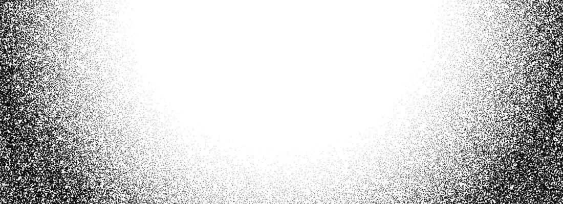 Black stipple gradient texture. Grunge dotted noise background. Black gritty splattered sand halftone overlay. Radial distressed sprayed dotwork grain with specks, dust, dots, speckles.