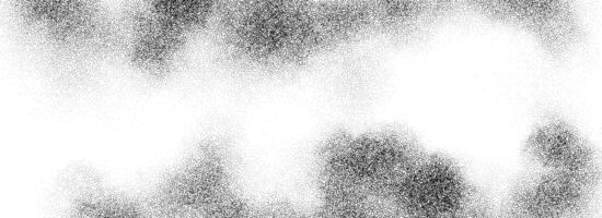 Smoke cloud stippled gradient texture. Grunge fluid fume grain background. Gritty noise fog dot work wallpaper. Black and white dots, speckles, sand particles, granules overlay. Grey backdrop vector