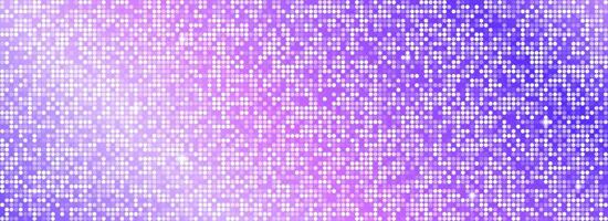 Purple disco party pattern background. Iridescent sequin mosaic texture. Abstract violet shining halftone wallpaper. Pop up comic sparkling glitter backdrop. Retro design template vector