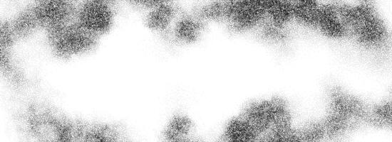 Smoke cloud stippled gradient texture. Grunge fluid fume grain background. Gritty noise fog dot work wallpaper. Black and white dots, speckles, sand particles, granules overlay. vector