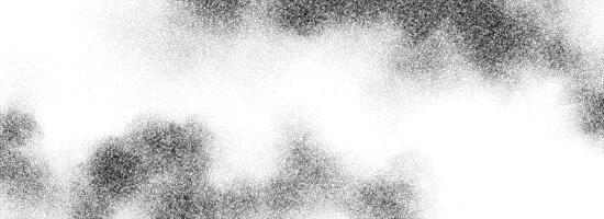 Stippled smoke cloud gradient texture. Grunge fluid fume grain background. Gritty noise fog dot work wallpaper. Black and white dots, speckles, sand particles or granules overlay. vector