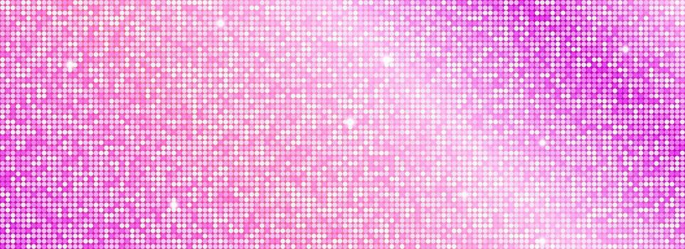 Shining pink purple disco party pattern background. Iridescent sequin mosaic texture. Abstract sparkling halftone wallpaper. Pop up comic glowing glitter backdrop. Retro design template vector