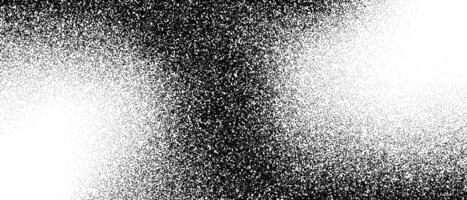 Black and white stippled gradient texture. Grunge dotted noise background. Gritty splattered sand halftone overlay. Distressed sprayed dot work grain with specks, dust, speckles, particles. vector