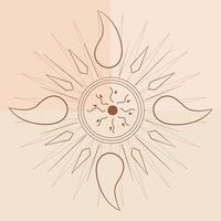 Adjustable EPS file. Mystical sun icons minimalist in boho style. vector
