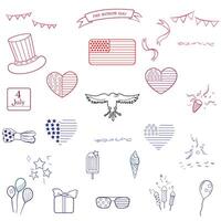 Adjustable outline stroke, Set of 24 an icons, out line, symbols of Independence day of USA. Suitable for web, infographics apps and presentation. 4th of july. Isolated on white background. vector
