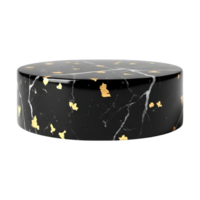 Elegant black marble podium with gold accents on transparent background png