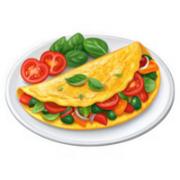 Delicious vegetable omelette with fresh basil and tomatoes isolated on transparent background png