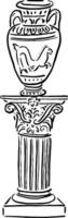 Greek Column and Vase Ensemble Sketch for Poster Use vector