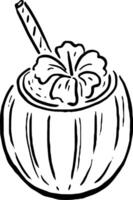Coconut Cocktail Sketch for Summer Cafe Branding vector