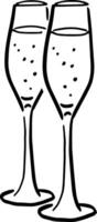 Champagne Toast Glasses Sketch for Wedding Label or Menu vector