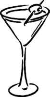 Martini Glass Sketch with Olives for Menu or Label Use vector