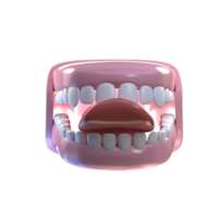 A 3d model of a tooth with a mouth open png