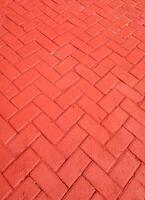 Close-up of a textured brick path with geometric patterns, showcasing the urban ground surface photo