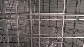 Structure of steel roof frame for construction. photo