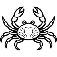 Majestic Black and White Crab Illustration A Striking Line Art Design of a Powerful Crustacean in a Nautical Setting vector
