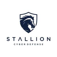 Stallion head on shield vector