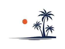 Tropical nature landscape with palm trees and sunset vector