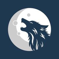 Silhouette of a wolf howling at the moon vector