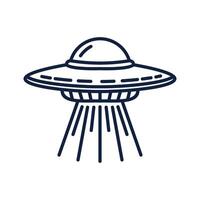 Alien spaceship or UFO in line art style vector
