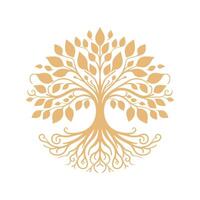 tree of life with gold color vector