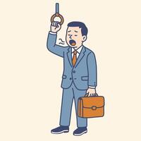 Tired Sleepy Businessman on a Train going to work vector