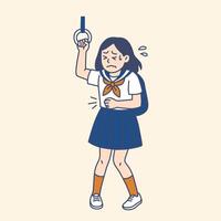 A Sick Student on Train vector