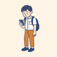 A Student Looking Down at Phone vector