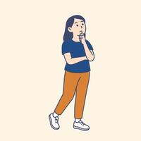 Thinking Student Character Illustration in Casual Outfit vector