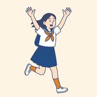 Joyful Student Waving to someone vector