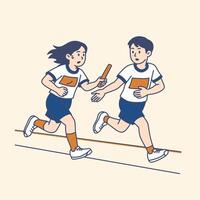 School Relay Race Baton Handover Illustration vector