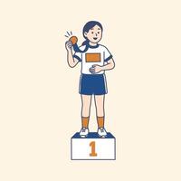 A student Girl Celebrating First Place vector