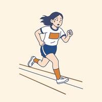 Girl Running on Track with full power vector